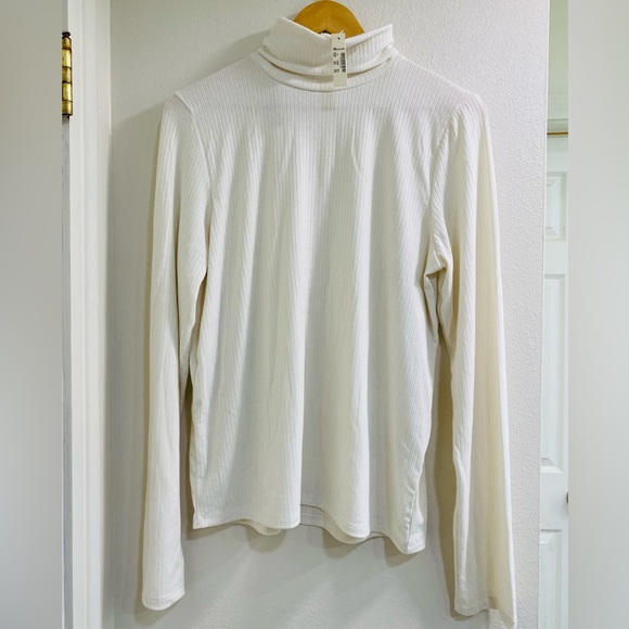MWT Madewell Size XL Ivory Ribbed Long Sleeve Turtleneck Top - Picture 1 of 5